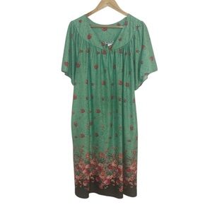 Anthony Richards 60s MuuMuu dress, house coat, green floral, Large